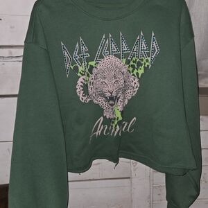 Green Def Leppard-"Animal" Graphic Sweatshirt with Rhinestones (Bling)